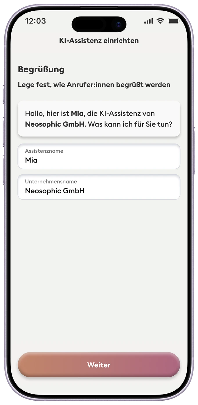 Neoling – KI-Assistenz einrichten: Begrüßung festlegen